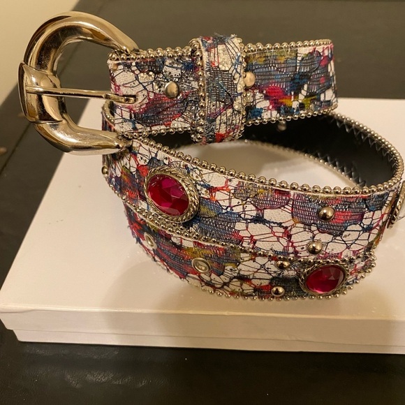 Elite Fresno California Accessories - Elite Fresno California Multicolor Rhinestones Boho Jeweled Belt, Size Small #29